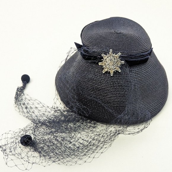 Vintage | Accessories | Vintage Black Woven Hat With Velvet  display picture 3